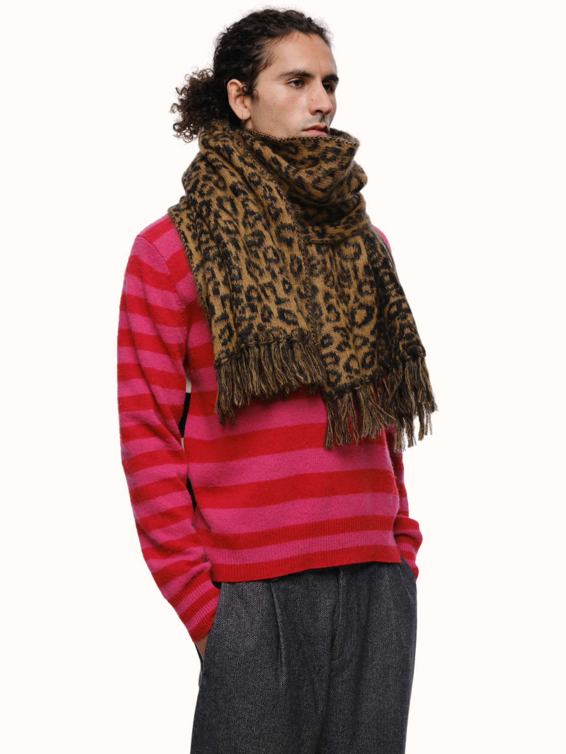 Eolas Brushed Leopard Recycled Cashmere and Mohair Scarf
