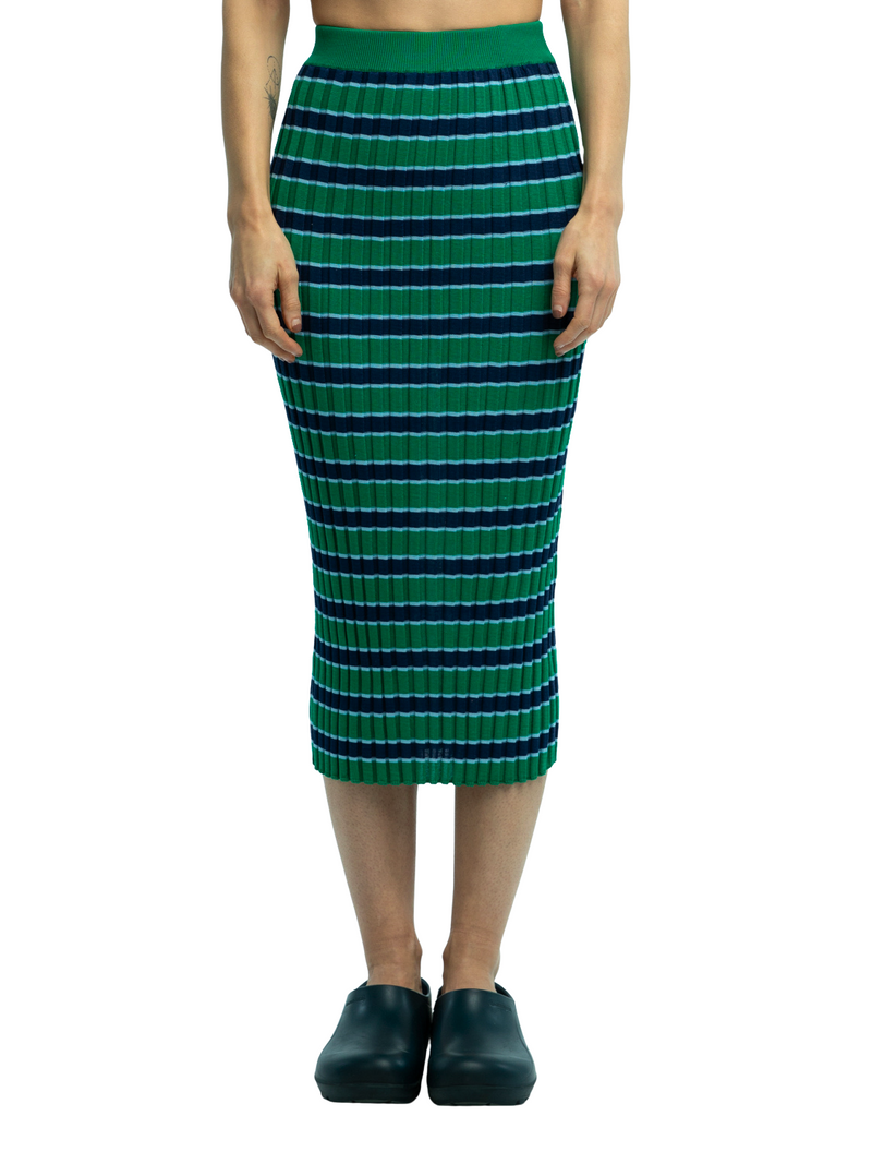 Darla Striped Ribbed Skirt in Organic Cotton