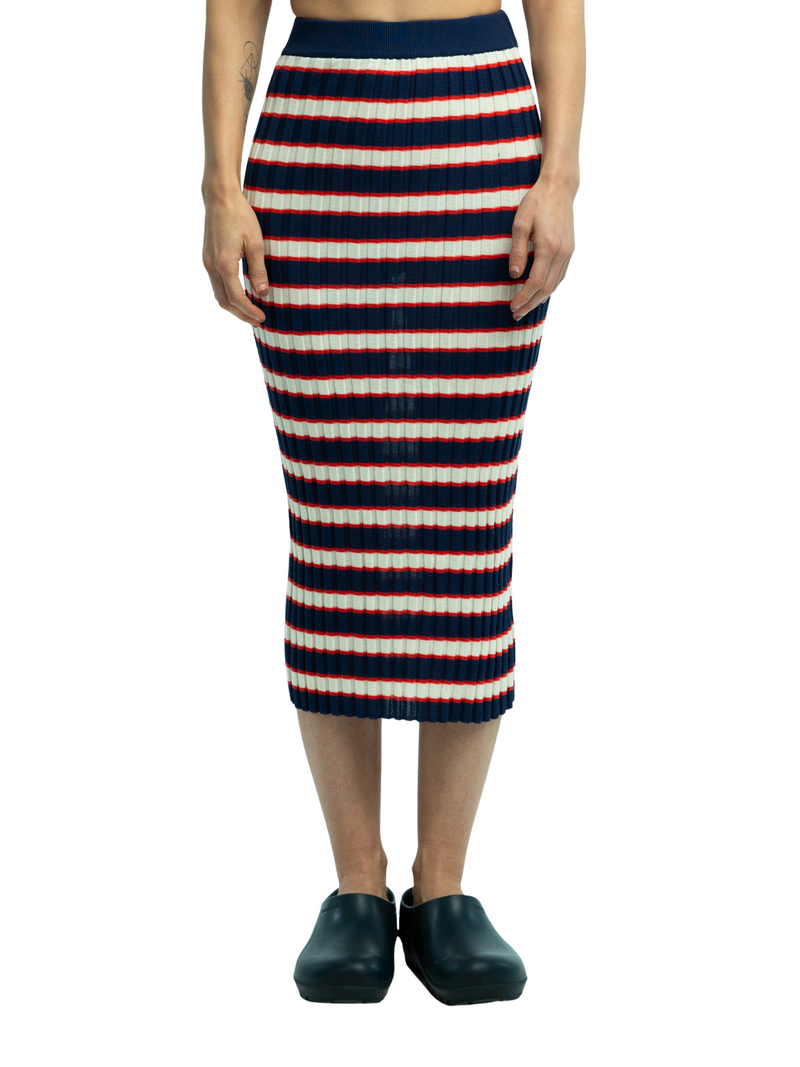 Darla Striped Ribbed Skirt in Organic Cotton