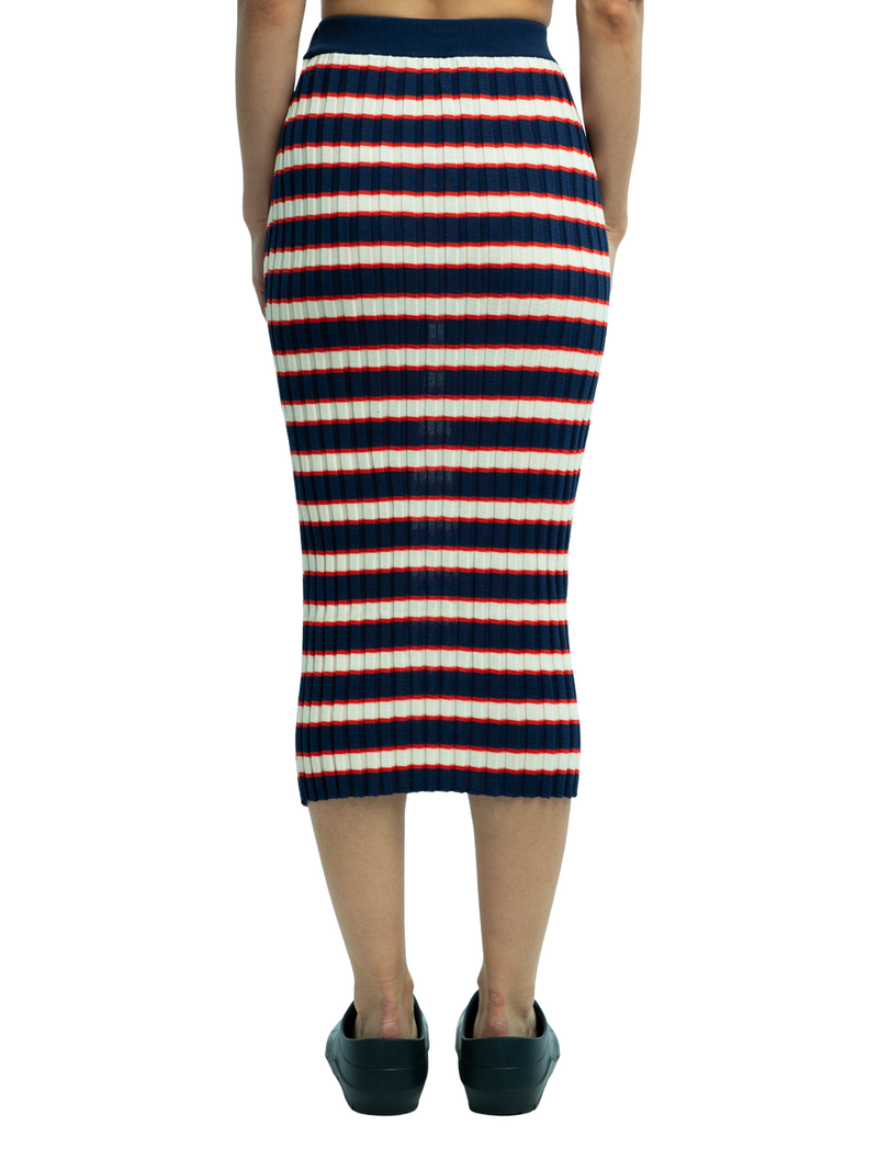 Darla Striped Ribbed Skirt in Organic Cotton