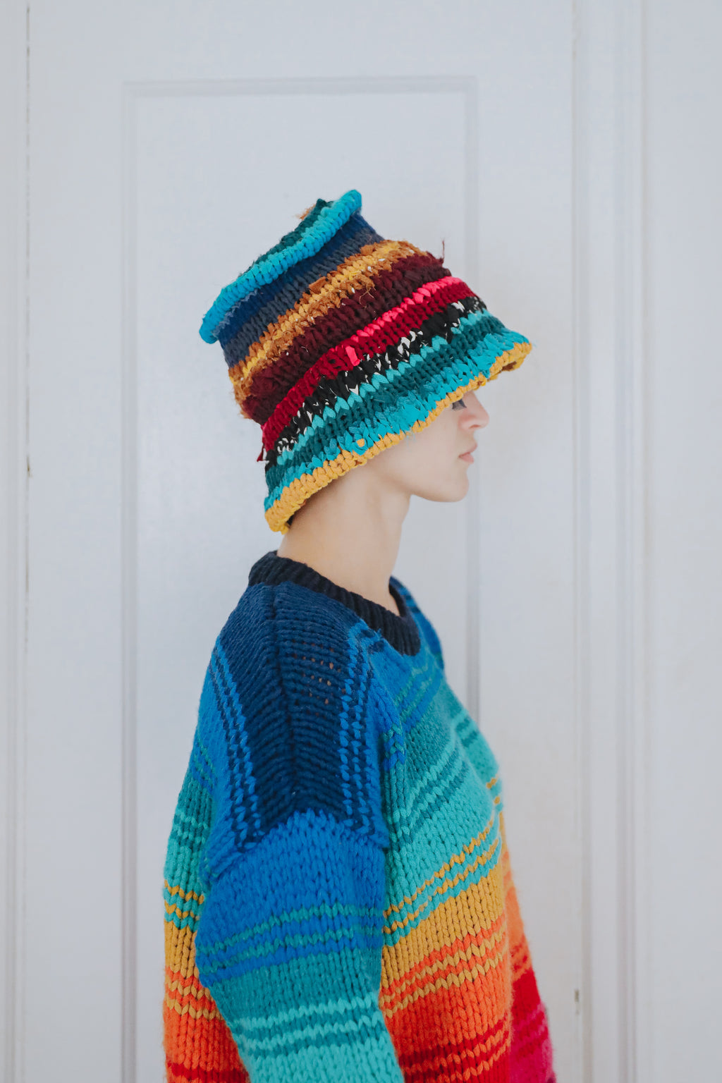 Beau Bucket Hat Hand-Knitted in Recycled Fabrics Beau Bucket Hat Hand-Knitted in Recycled Fabrics