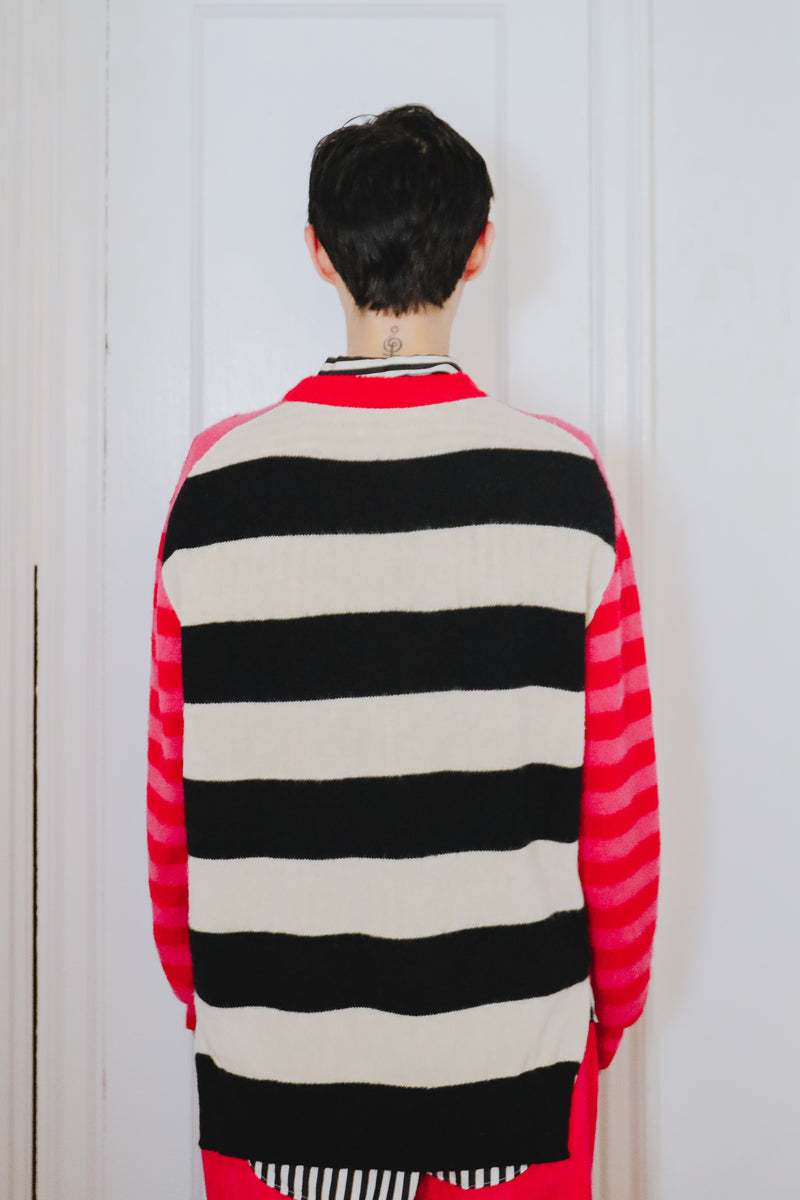 Jenn Striped Crewneck in Brushed Recycled Cashmere & Recycled Wool