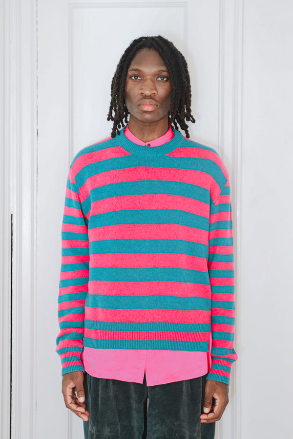 Jenn Striped Crewneck in Brushed Recycled Cashmere & Recycled Wool
