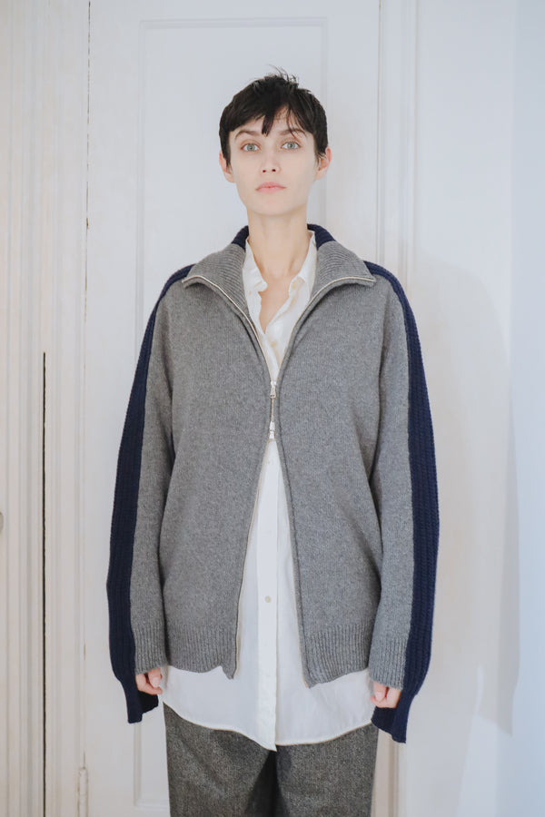 Dakota Zip Front Cardigan in Recycled Cashmere & Recycled Wool