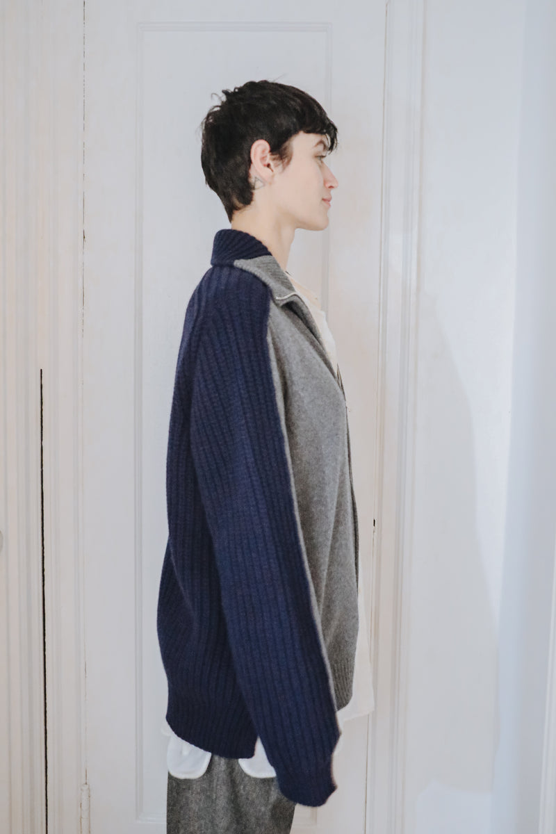 Dakota Zip Front Cardigan in Recycled Cashmere & Recycled Wool