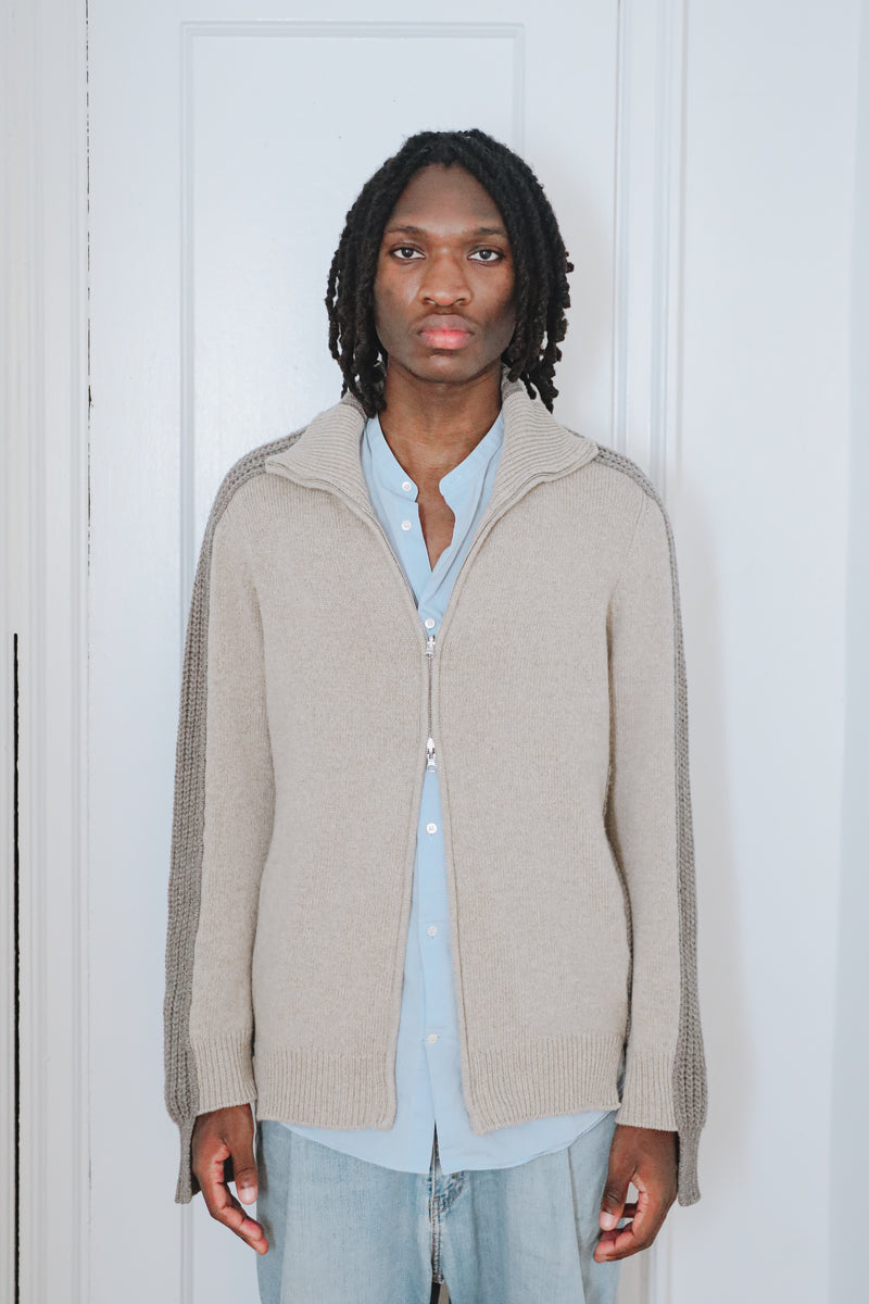 Wool zip top up cardigan