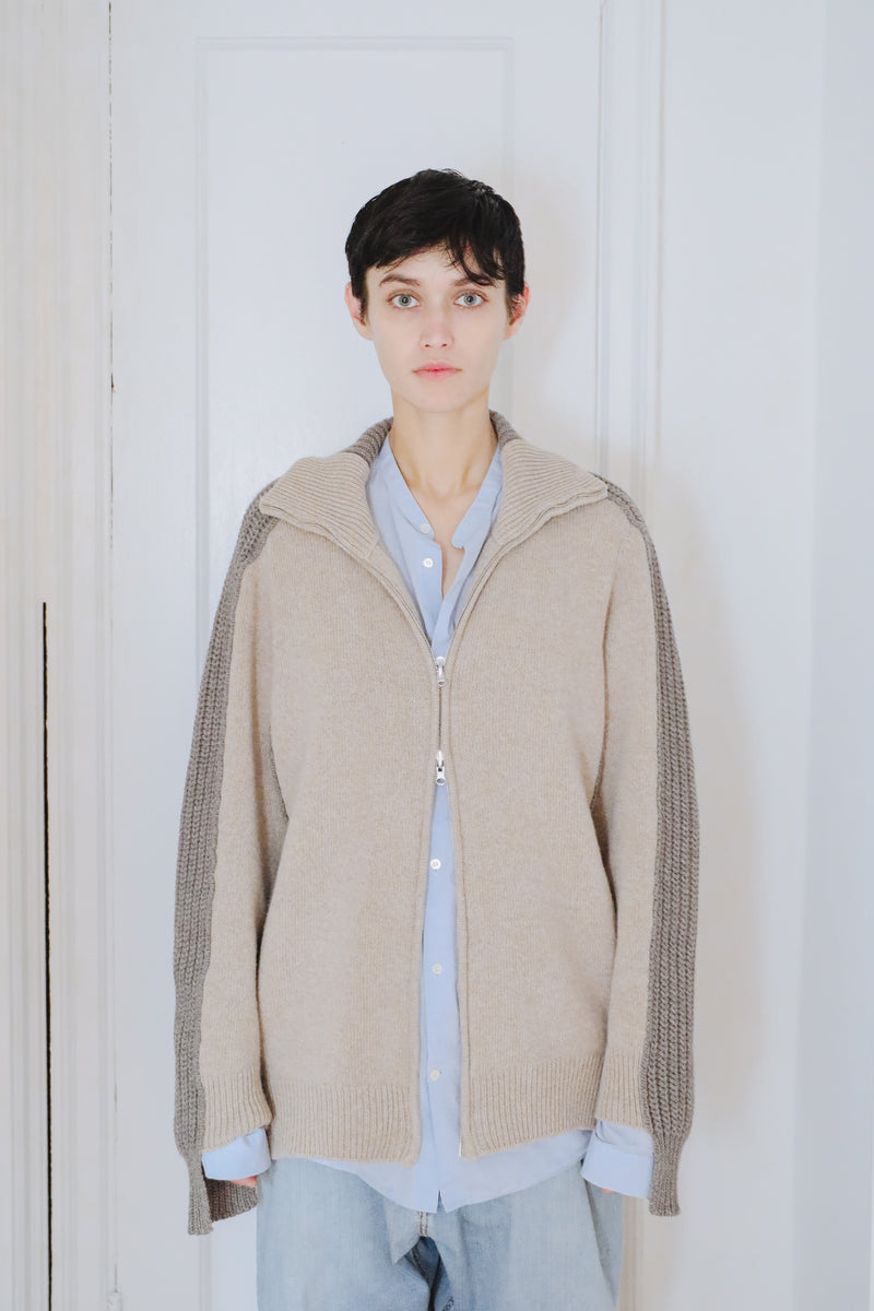Dakota Zip Front Cardigan in Recycled Cashmere & Recycled Wool