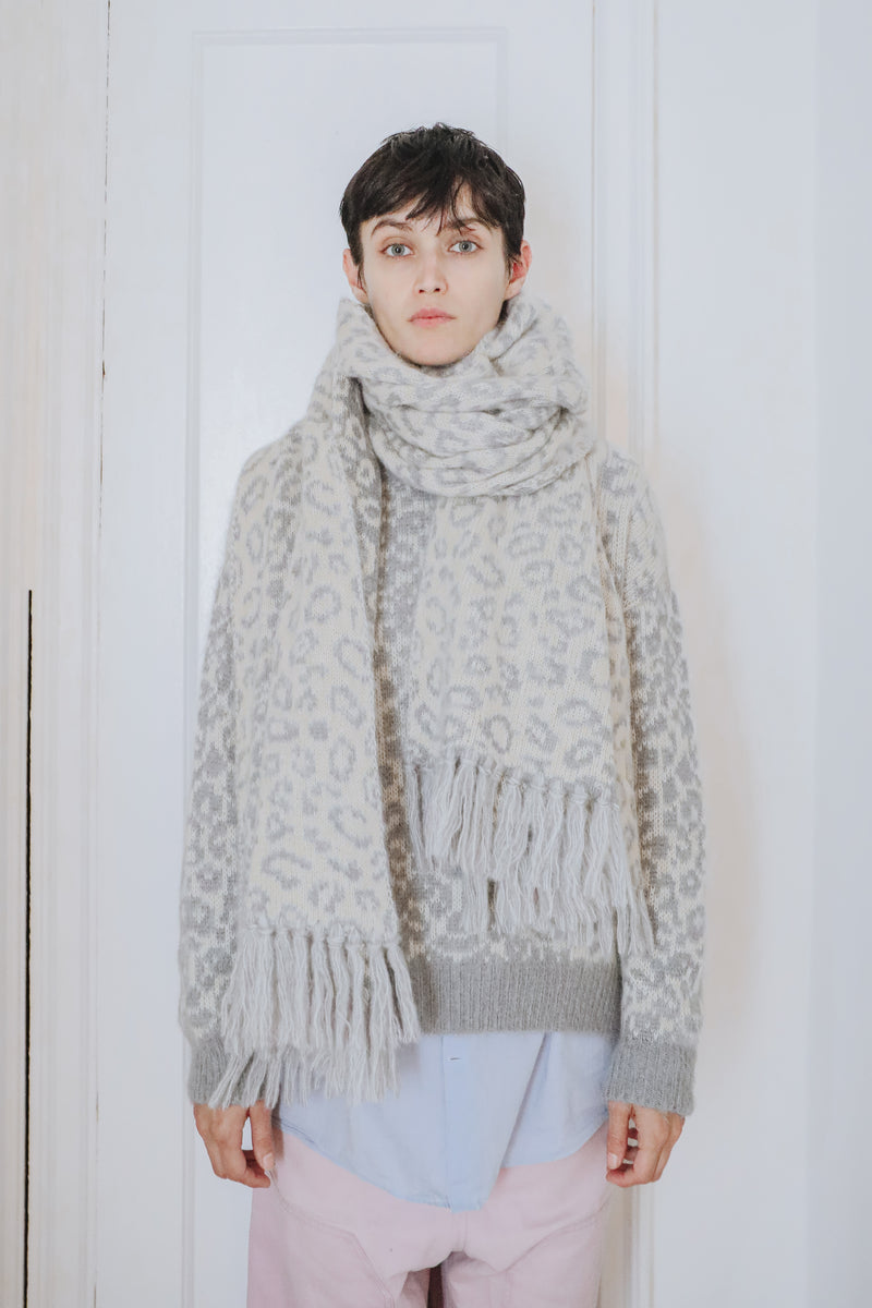 Cristobal Leopard Blanket Scarf in Brushed Recycled Cashmere & Mohair