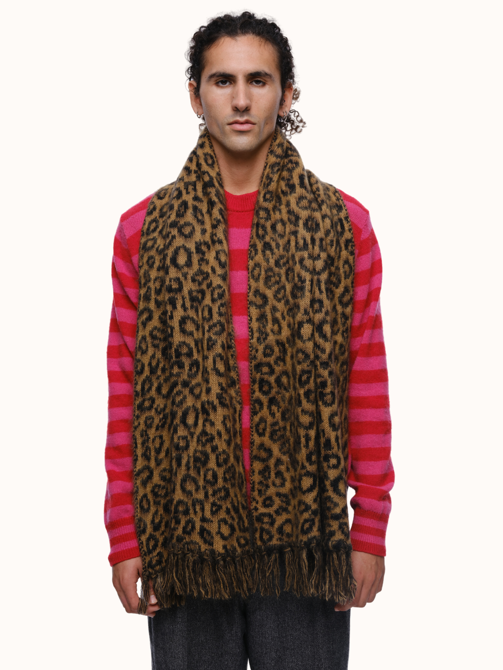 Eolas Brushed Leopard Recycled Cashmere and Mohair Scarf