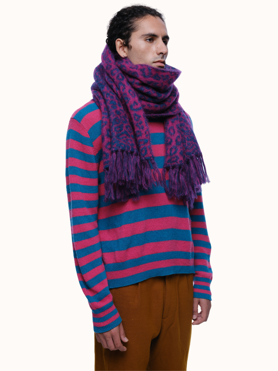 Eolas Brushed Leopard Recycled Cashmere and Mohair Scarf