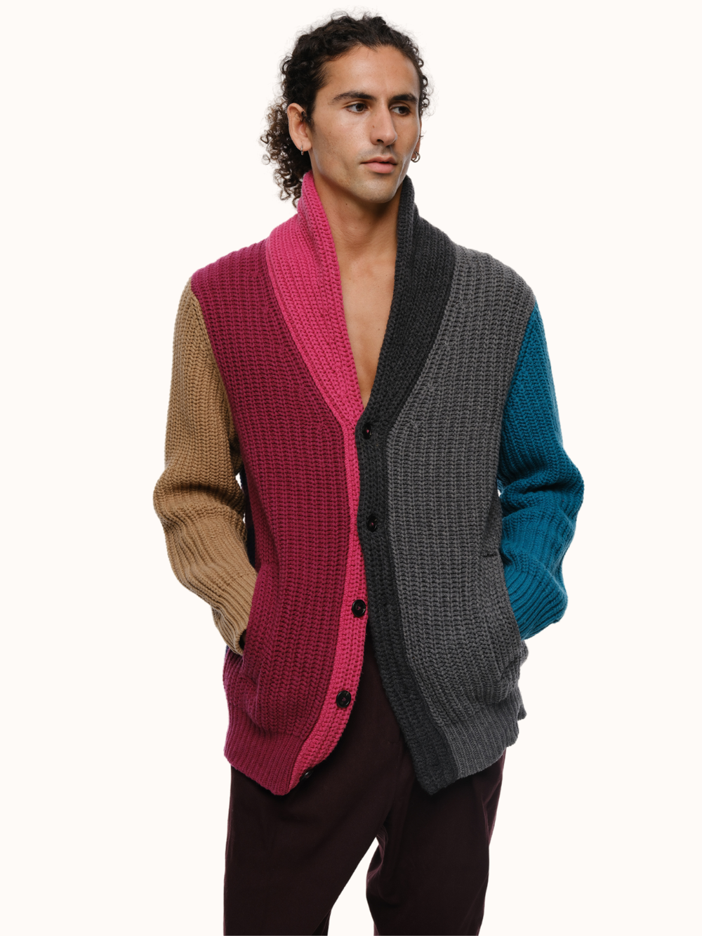 カーディガン jonnlynx   BRITISH YARN W FRONT CARDIGAN JONNLYNX British yarn w front cardigan / mono