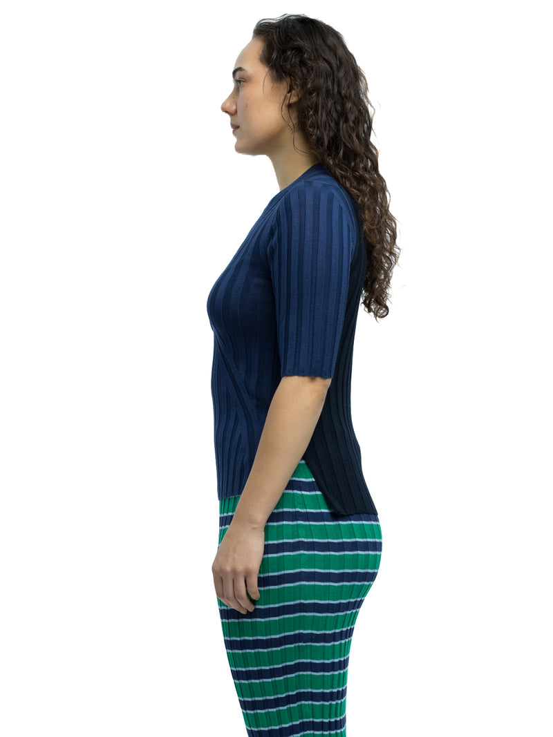 Luc Ribbed Short Sleeve Crewneck in Organic Cotton