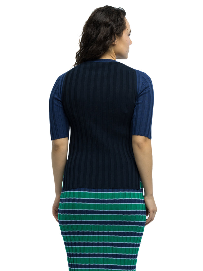 Luc Ribbed Short Sleeve Crewneck in Organic Cotton