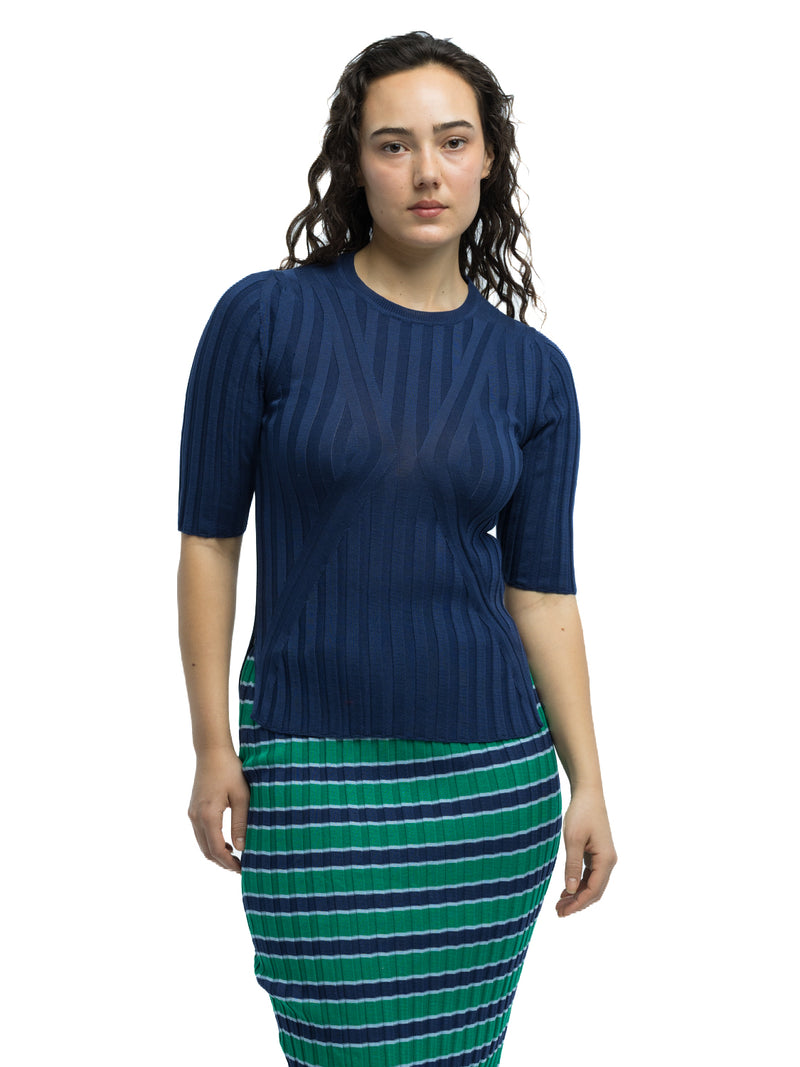 Luc Ribbed Short Sleeve Crewneck in Organic Cotton
