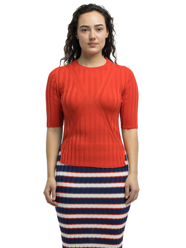 Luc Ribbed Short Sleeve Crewneck in Organic Cotton