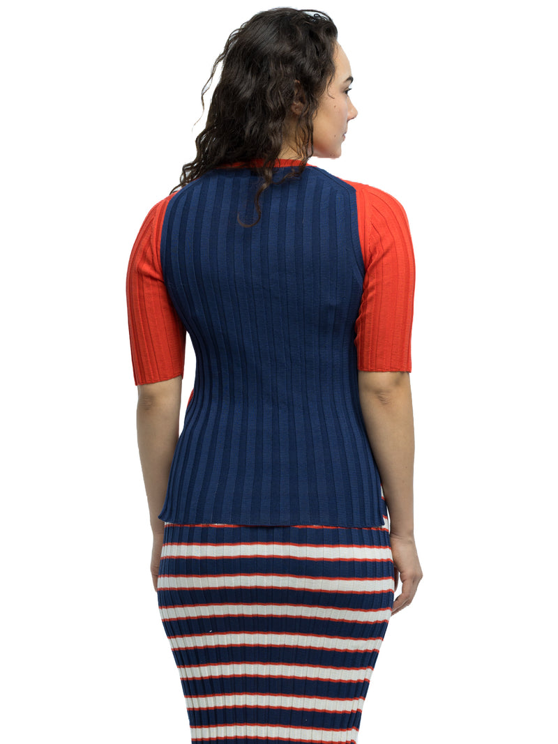 Luc Ribbed Short Sleeve Crewneck in Organic Cotton
