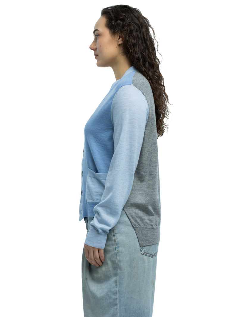 Adrian Color Blocked Cardigan in Extra Fine Merino Wool