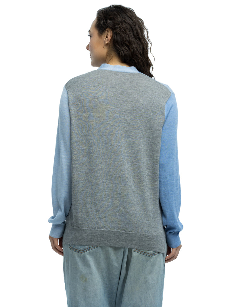 Adrian Color Blocked Cardigan in Extra Fine Merino Wool