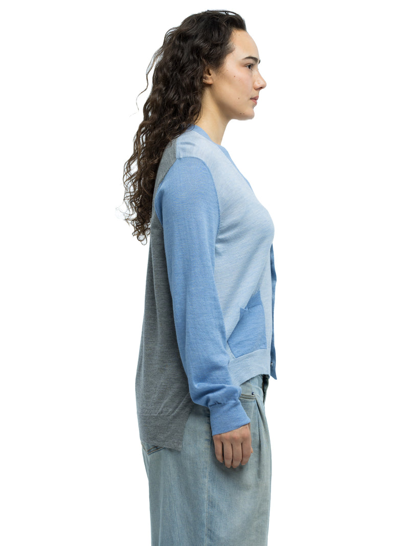 Adrian Color Blocked Cardigan in Extra Fine Merino Wool