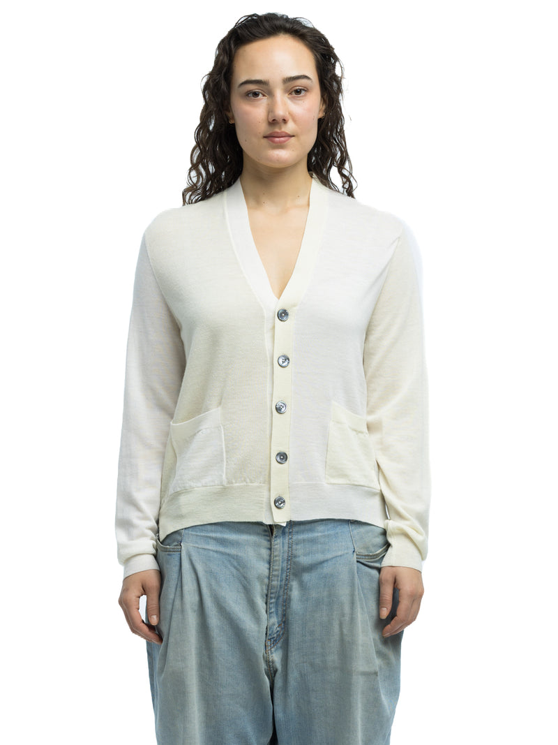 Adrian Color Blocked Cardigan in Extra Fine Merino Wool