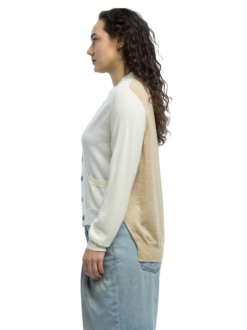 Adrian Color Blocked Cardigan in Extra Fine Merino Wool