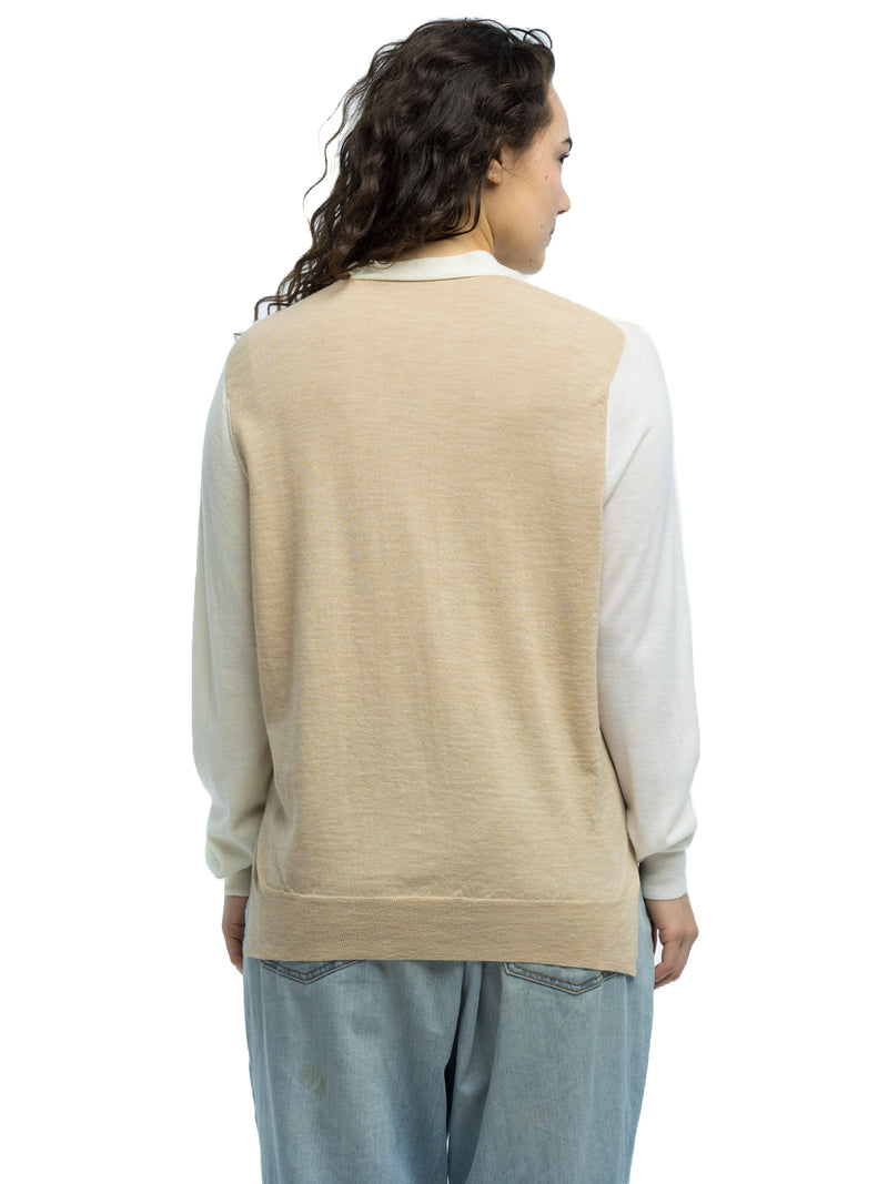 Adrian Color Blocked Cardigan in Extra Fine Merino Wool
