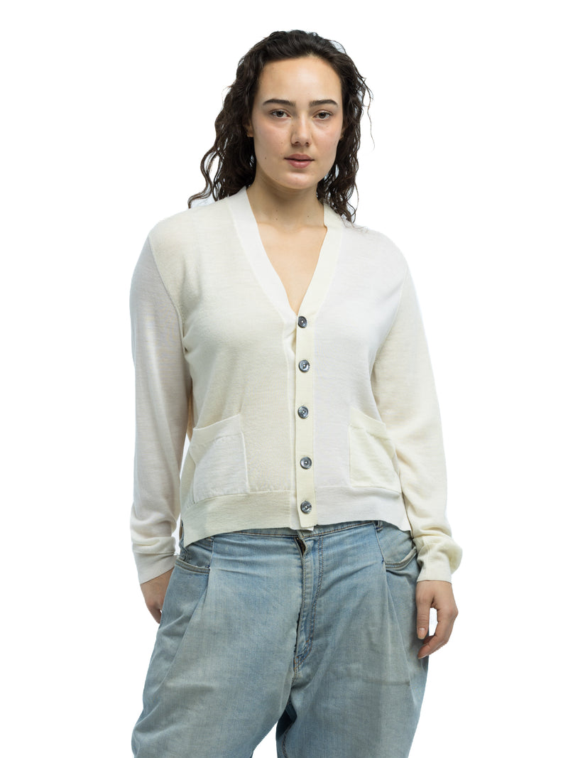 Adrian Color Blocked Cardigan in Extra Fine Merino Wool