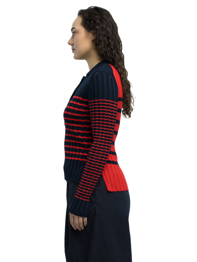 Nico Ribbed Striped Polo in Organic Cotton