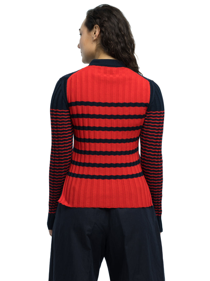 Nico Ribbed Striped Polo in Organic Cotton