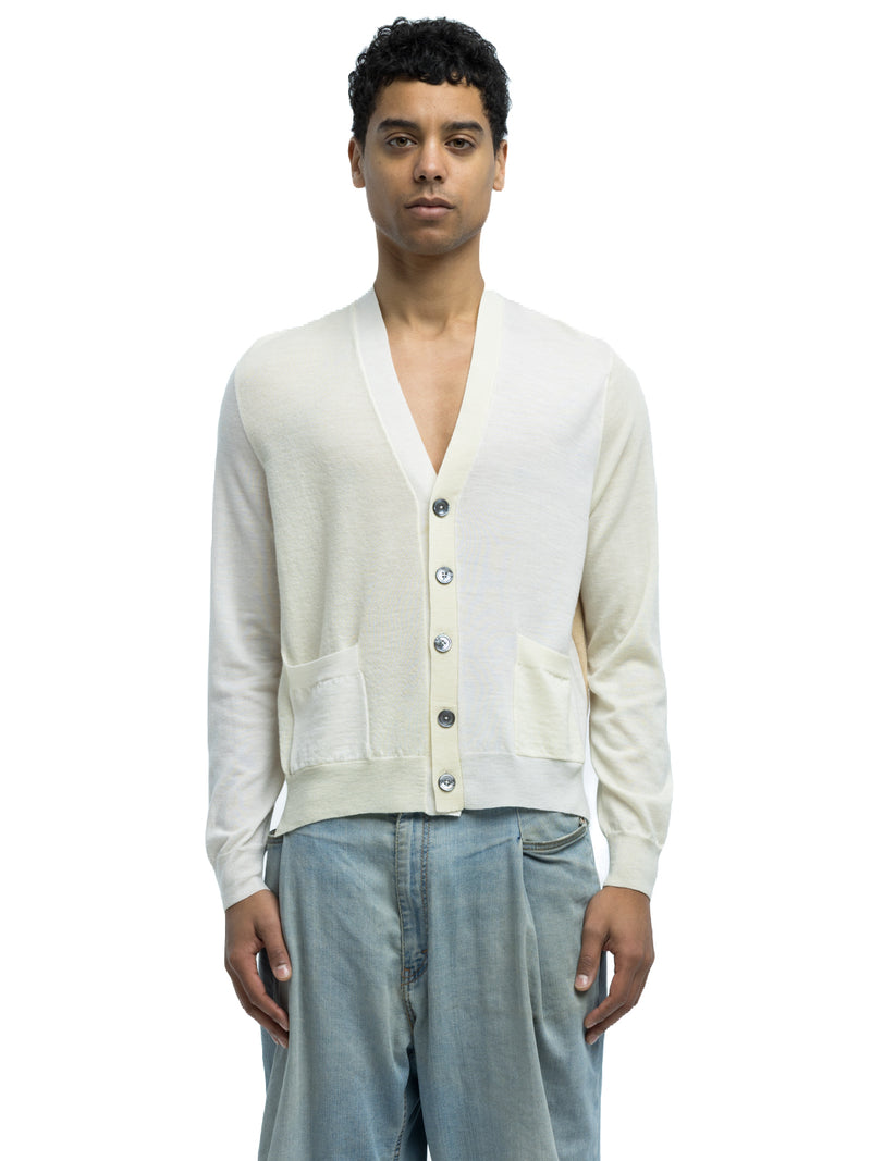 Adrian Color Blocked Cardigan in Extra Fine Merino Wool