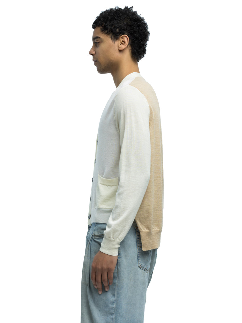Adrian Color Blocked Cardigan in Extra Fine Merino Wool