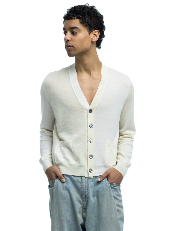 Adrian Color Blocked Cardigan in Extra Fine Merino Wool
