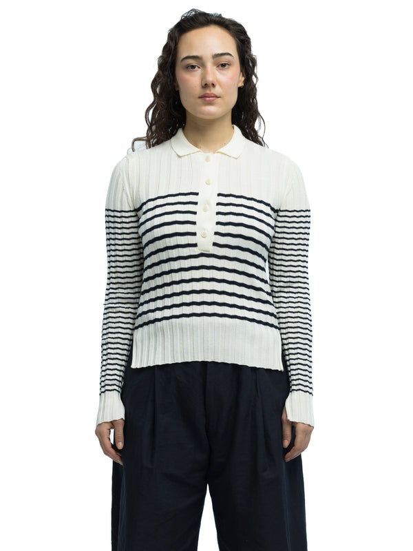 Nico Ribbed Striped Polo in Organic Cotton