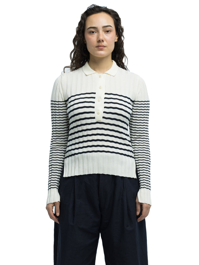 Nico Ribbed Striped Polo in Organic Cotton