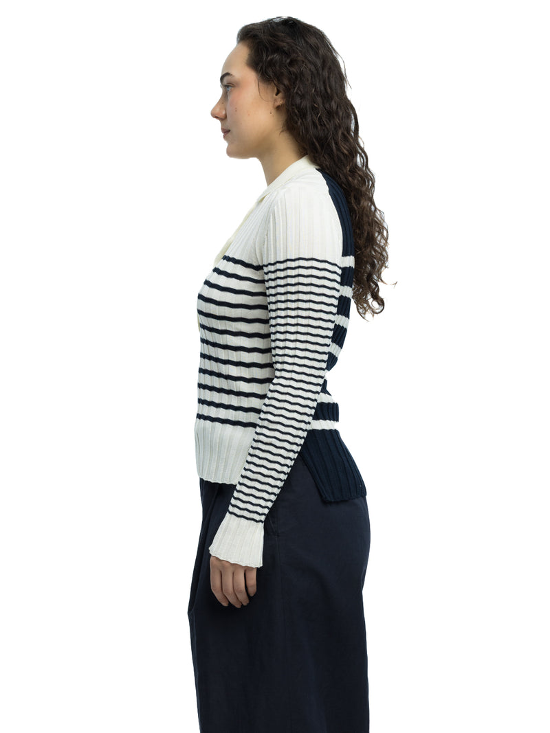Nico Ribbed Striped Polo in Organic Cotton