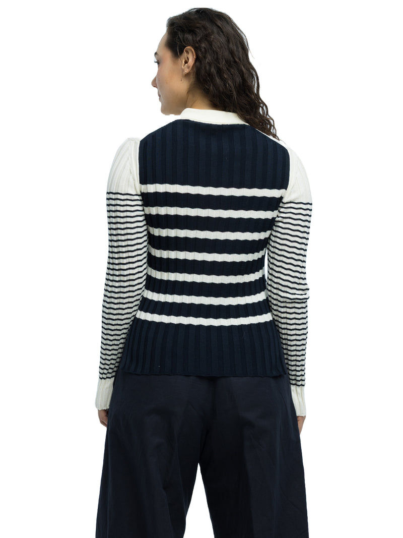 Nico Ribbed Striped Polo in Organic Cotton