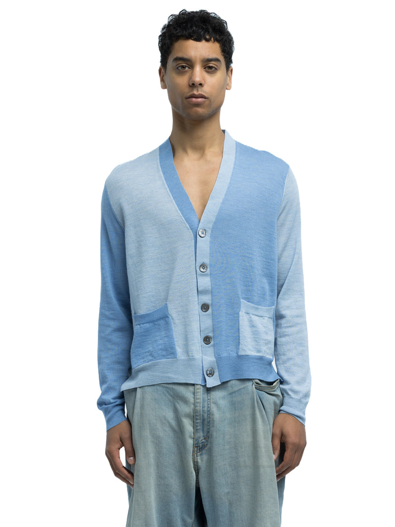 Adrian Color Blocked Cardigan in Extra Fine Merino Wool