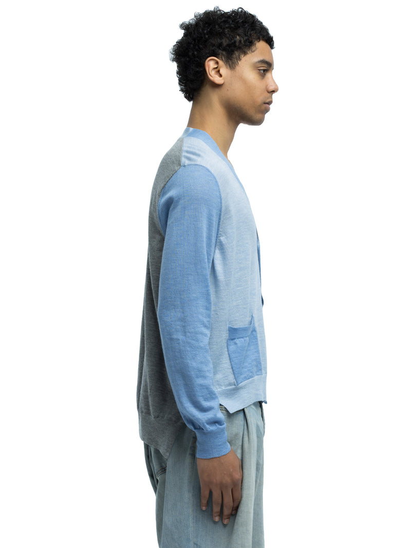 Adrian Color Blocked Cardigan in Extra Fine Merino Wool