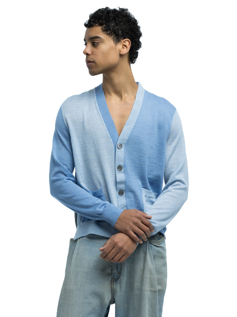 Adrian Color Blocked Cardigan in Extra Fine Merino Wool