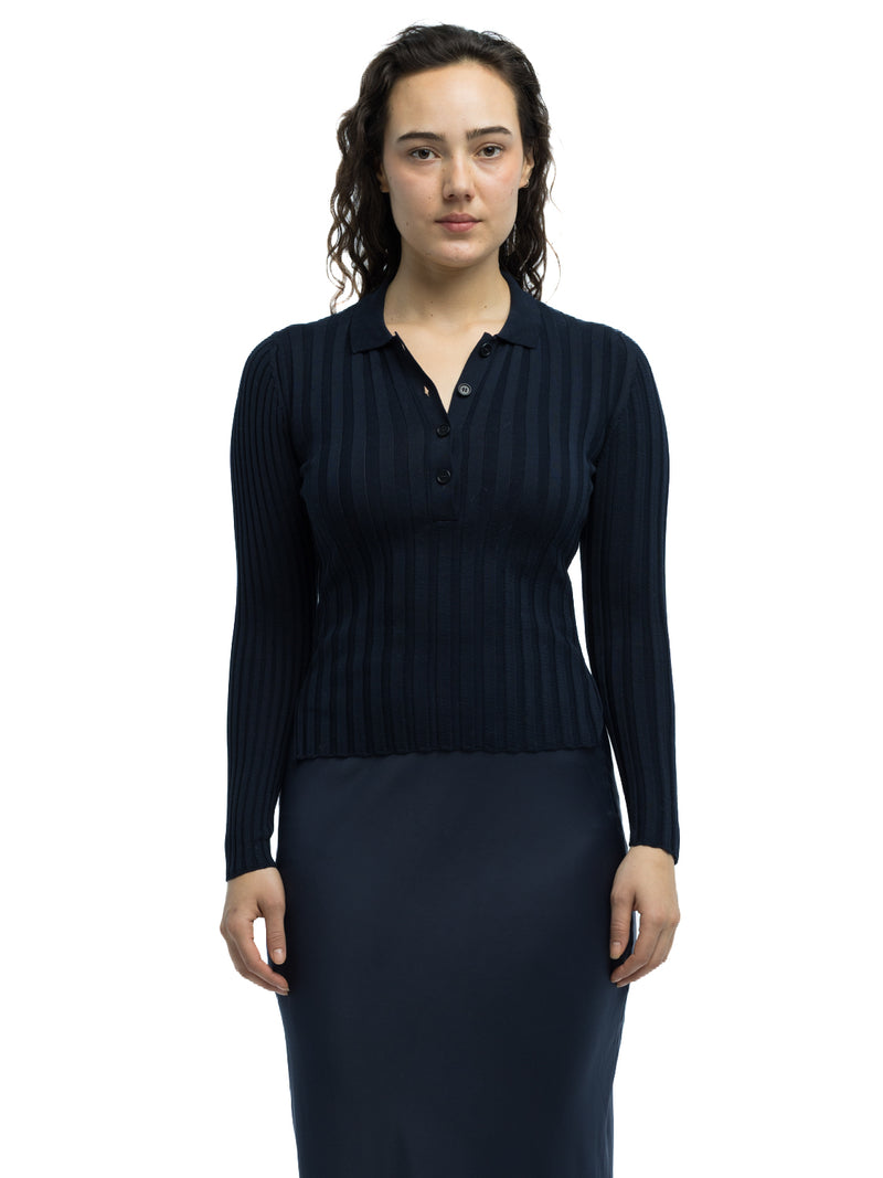 Lottie Ribbed Collar Sweater in Organic Cotton