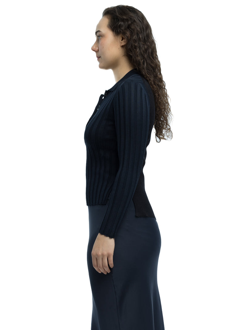 Lottie Ribbed Collar Sweater in Organic Cotton