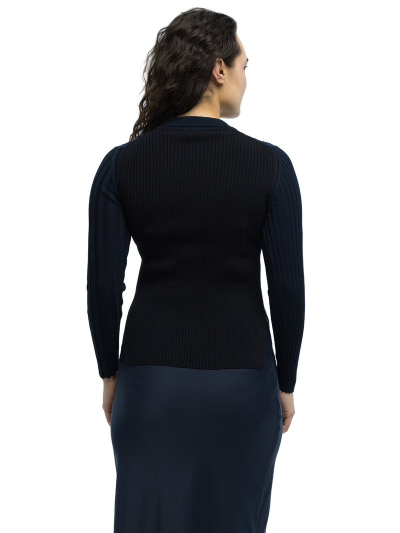 Lottie Ribbed Collar Sweater in Organic Cotton