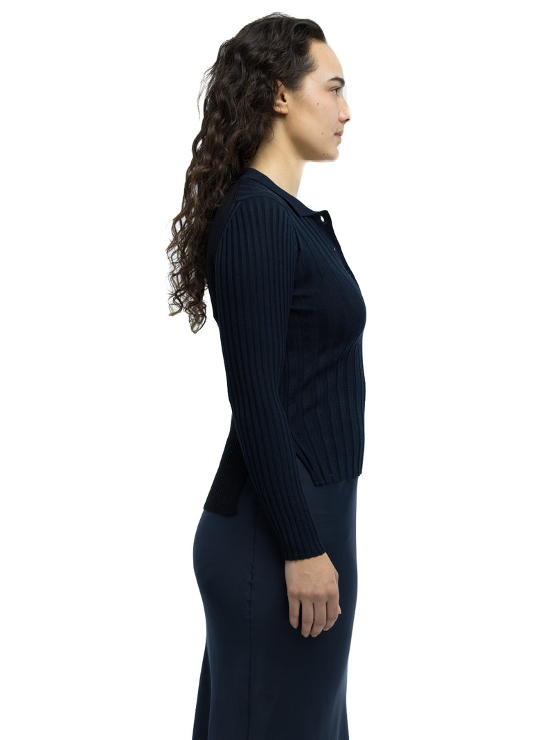 Lottie Ribbed Collar Sweater in Organic Cotton