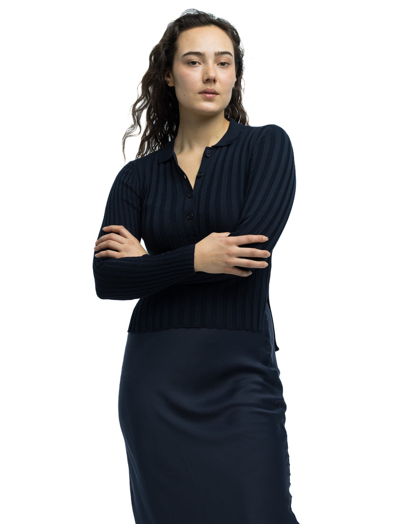 Lottie Ribbed Collar Sweater in Organic Cotton