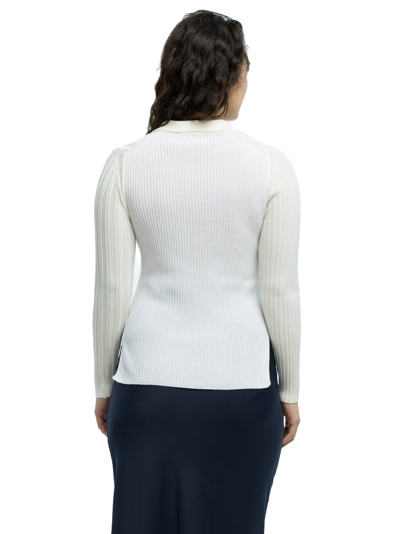 Lottie Ribbed Collar Sweater in Organic Cotton