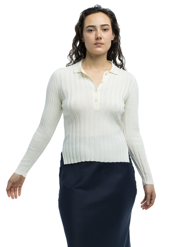Lottie Ribbed Collar Sweater in Organic Cotton