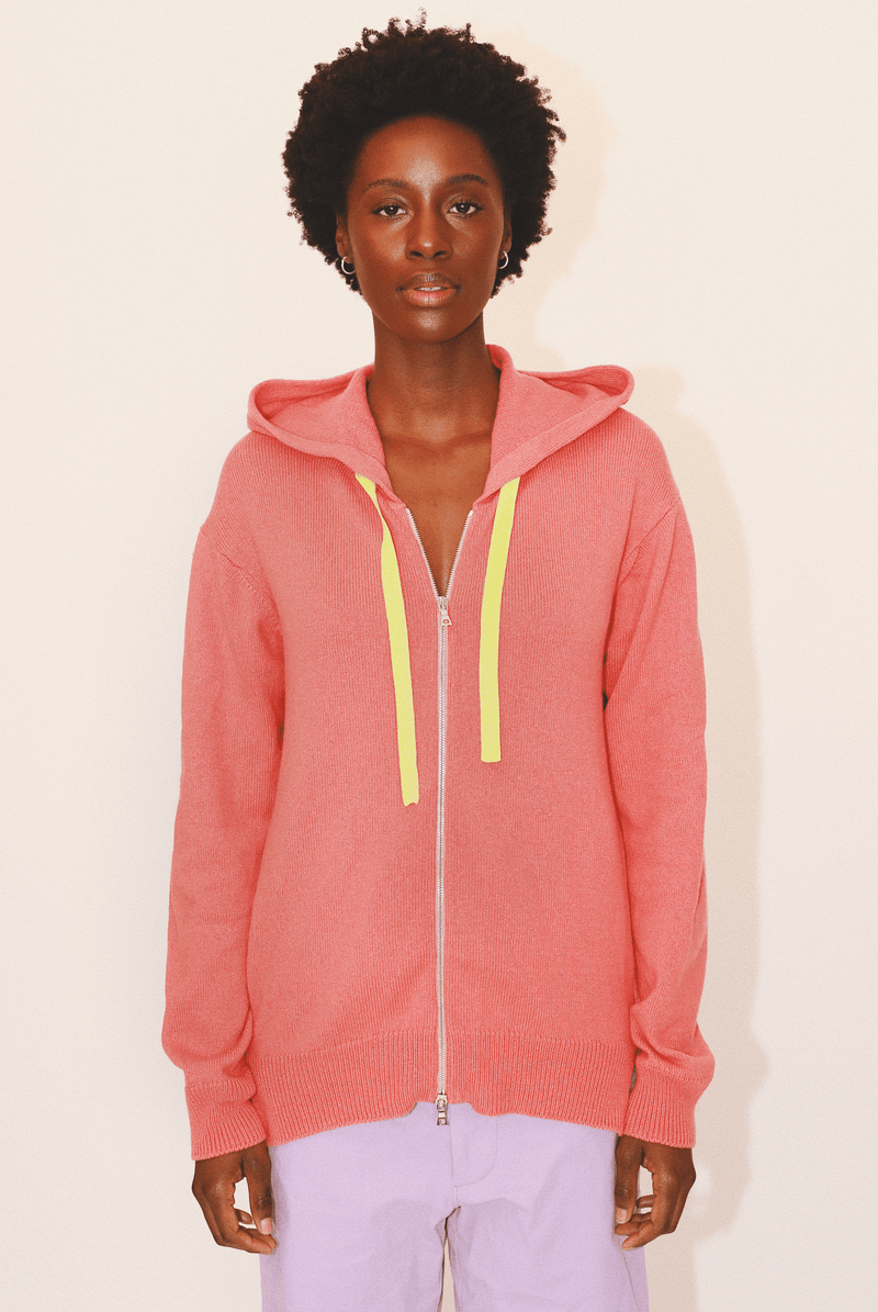 Organic Cotton Recycled Cashmere Hoodie Zip Up Sweater for Women