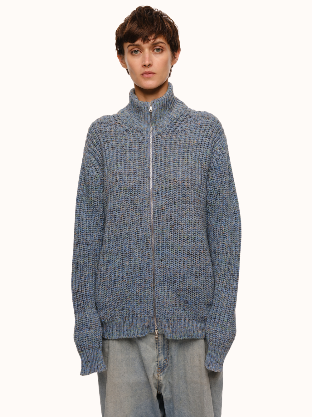 A Chunky Zip-Up Sweater Cardigan in Recycled Cotton for Women – Eolas A Chunky Zip-Up Sweater Cardigan in Recycled Cotton for Women – Eolas