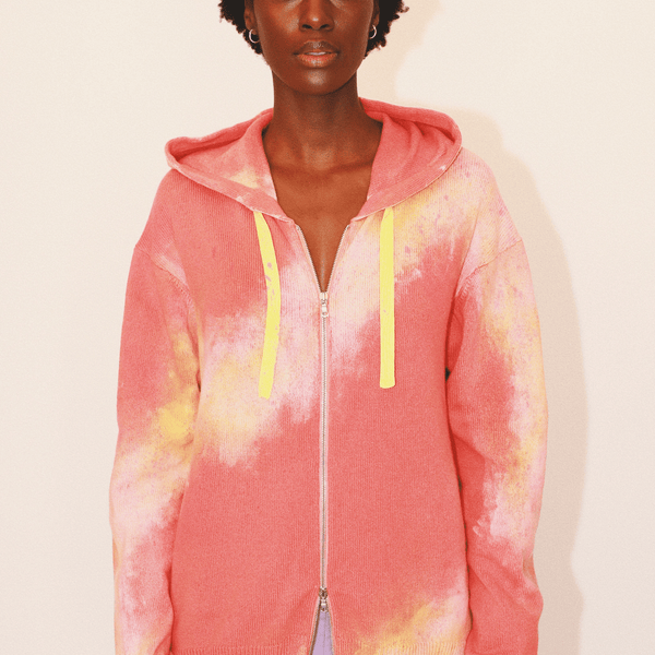 Marshall Hand-Painted Tie-Dye Zip Hoodie in Organic Cotton