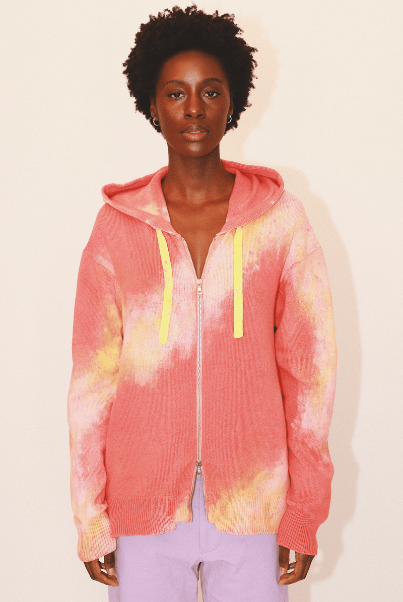 Marshall Hand-Painted Zip Hoodie in Organic Cotton & Recycled Cashmere